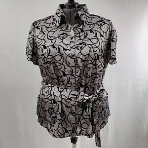Lane Bryant Shimmery Gray & Black Blouse w/ Sash | Size 22/24 | NWT